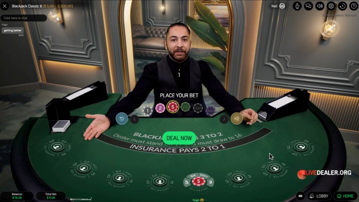 Live Blackjack bei Vodds Casino